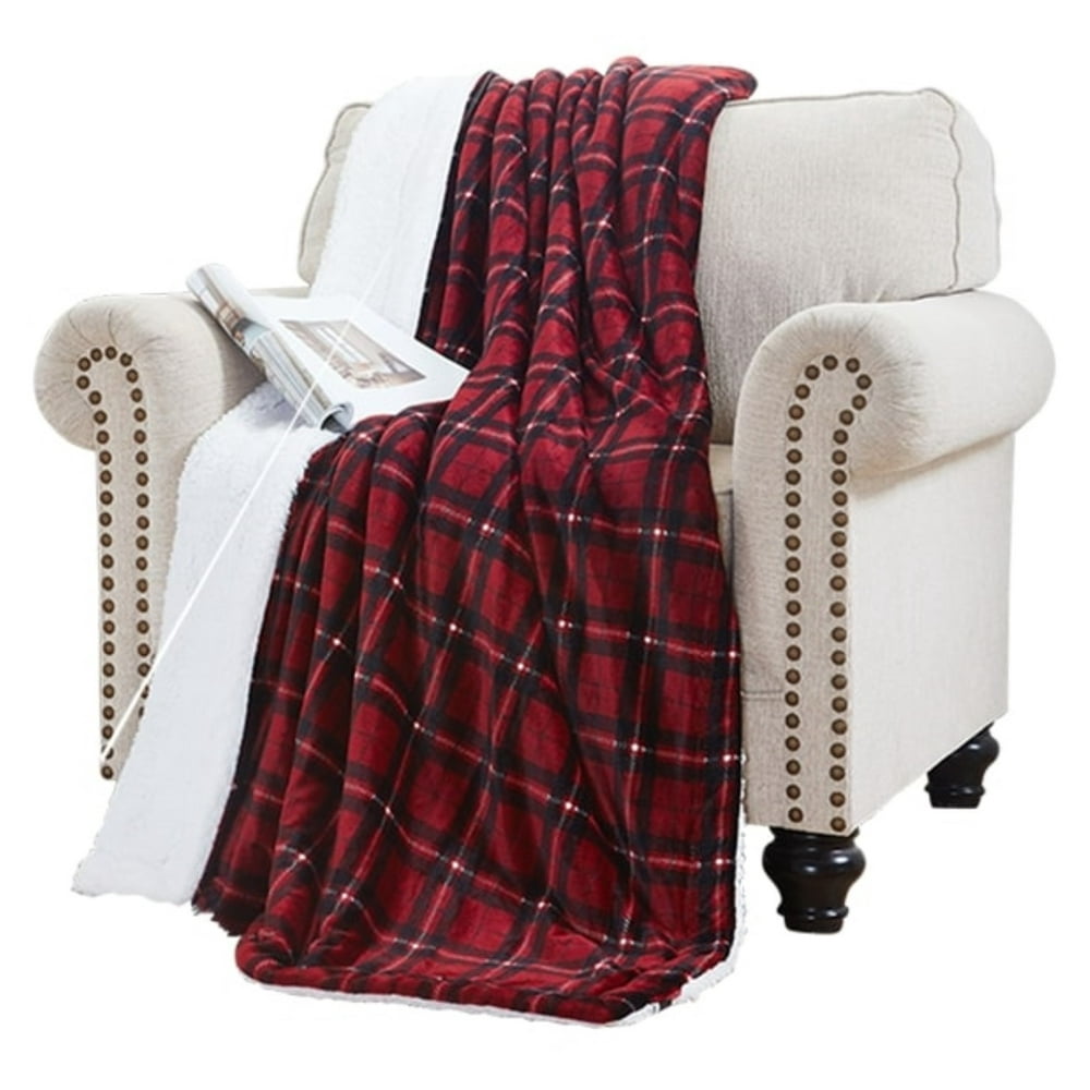 Elle Home Plush Sherpa Throw Blanket Reversible Flannel Fleece, Silky
