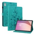 thumbnail image 2 of FJLBDE Case for Lenovo Tab M9 9.0 Inch 2023 Released TB-310FU, Embossed Flower PU Leather Flip Wallet Folio Stand Cover, Green, 2 of 7
