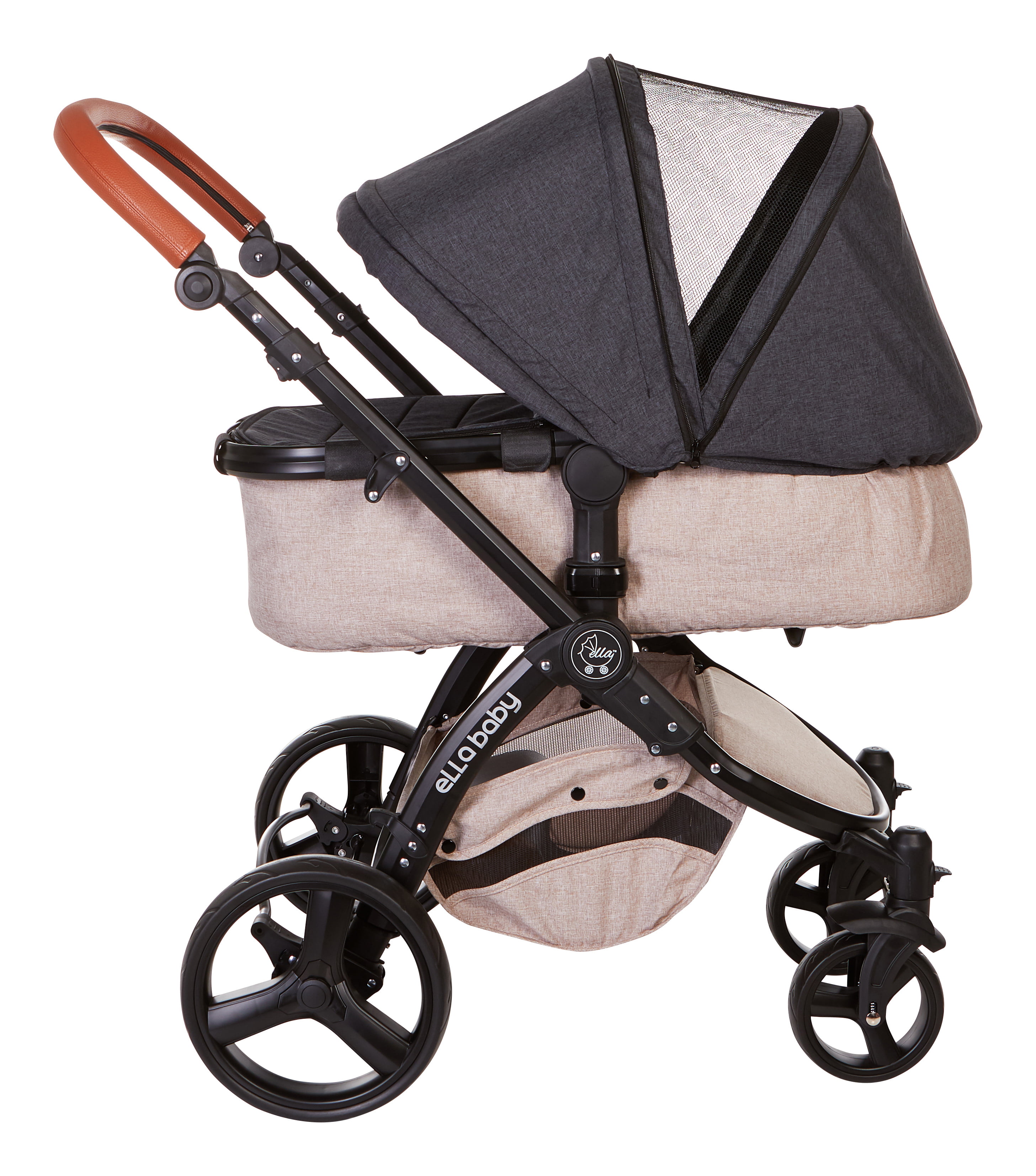 black linen deluxe stroller system