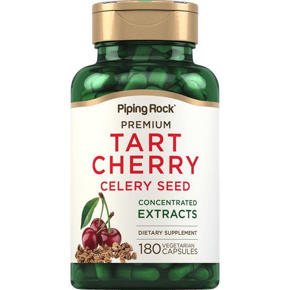 Tart Cherry and Celery Seed Capsules | 180 Count | Vegetarian, Non-GMO, and Gluten Free Supplement | by Piping Rock