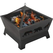 Bilot 26 inch s for Outside Square Firepit Wood Burning Fireplace Heavy Duty Steel Patio Firepit Bowl with Screen Waterproof Cover and for Camping Picnic Backyard