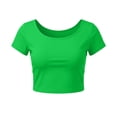 thumbnail image 1 of VSSSJ Crop Tops pour Femmes Manches Courtes Col Rond Extensible Chemise Décontractée Ajustée Solide Confortable Été Basique T-Shirts Courts Verts Taille Unique, 1 of 5