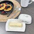 thumbnail image 4 of AuldHome Design Farmhouse White Butter Dish, Vintage Style Enamelware Butter Dish w/ Cover, 4 of 9