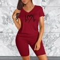 thumbnail image 1 of MKLEKYY Jeans pour Femmes Ensemble Deux Pièces pour Femmes Manches Courtes Col en V Shorts Pantalon Homme, 1 of 5