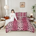 thumbnail image 4 of Castle Fairy Cheetah Print Girl 2pcs Bedding Comforter Set,Black Pink Twin Comforter Sets,Abstract Gradient Breathable Bedding Set,Super Cozy Room Decor, 4 of 8