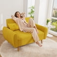thumbnail image 3 of Walsunny Small Modern Loveseat Sofa, Upholstered Fabric Love Seat with Linen Cushions, Compact and Stylish for Small Spaces, Living Room, Bedroom, Office，Yellow, 3 of 7