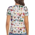 thumbnail image 4 of Zufioo Alpaca Flower for Women's Deep V-neck Short-sleeved T-shirt, Top with Short Sleeves - with Stainless Steel Buckle, Moisture Wicking, Ideal Home Wear-XX-Large, 4 of 7