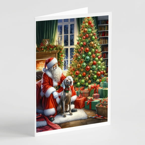 Weimaraner and Santa Claus Greeting Cards Pack of 8 7 in x 5 in