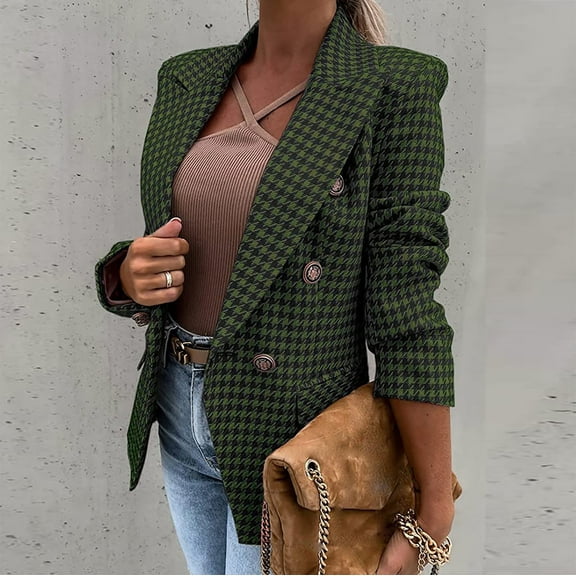 VEKDONE Women's Long Sleeve Tweed Balzer Jacket with Pocket Elegant Slim Fit Work Office Business Casual Tweed Blazer Coat 2025 Clearance on Sale S,M,L,XL