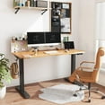 thumbnail image 2 of FEZIBO 63" x 24" Dual Motor Electric Standing Desk with Desk Divider and Storage Pegs, Splice Board in Bamboo Finish, 2 of 7