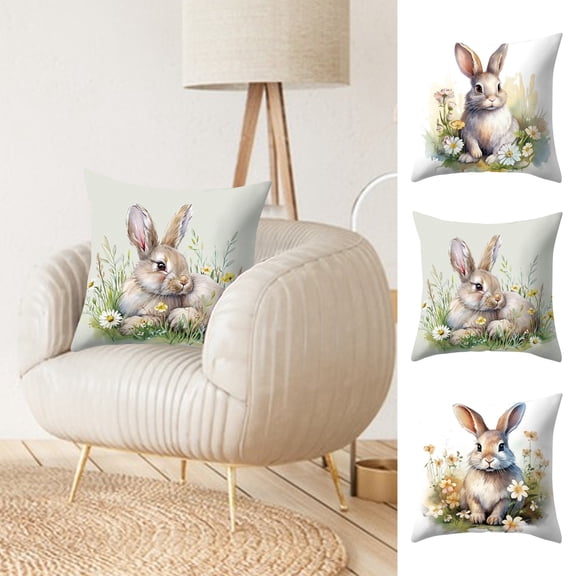 Djunllk Pillow Covers 18x18, Spring & Easter Cozy & Breathable Holiday Home Farmhouses Decorative Pillowcases