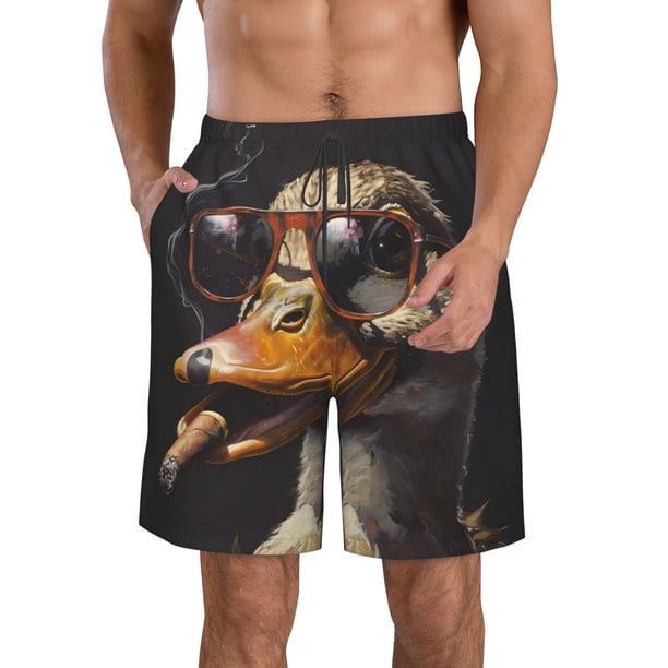 Balery Modern Funny Duck Traje de Baño Estilo Hawaiano para Hombre, Shorts de Secado Rápido con Bolsillos-Large