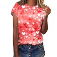 thumbnail image 2 of T-shirts for Women Valentine's Day Shirt Valentine's Day Printed T-shirt Short Sleeve Round Neck Pullover Blouses Top Women's Spring Summer Clothes, 2 of 5