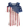 LTTVQM 4th of July Trendy Tops for Women 2024 Cold Shoulder Short