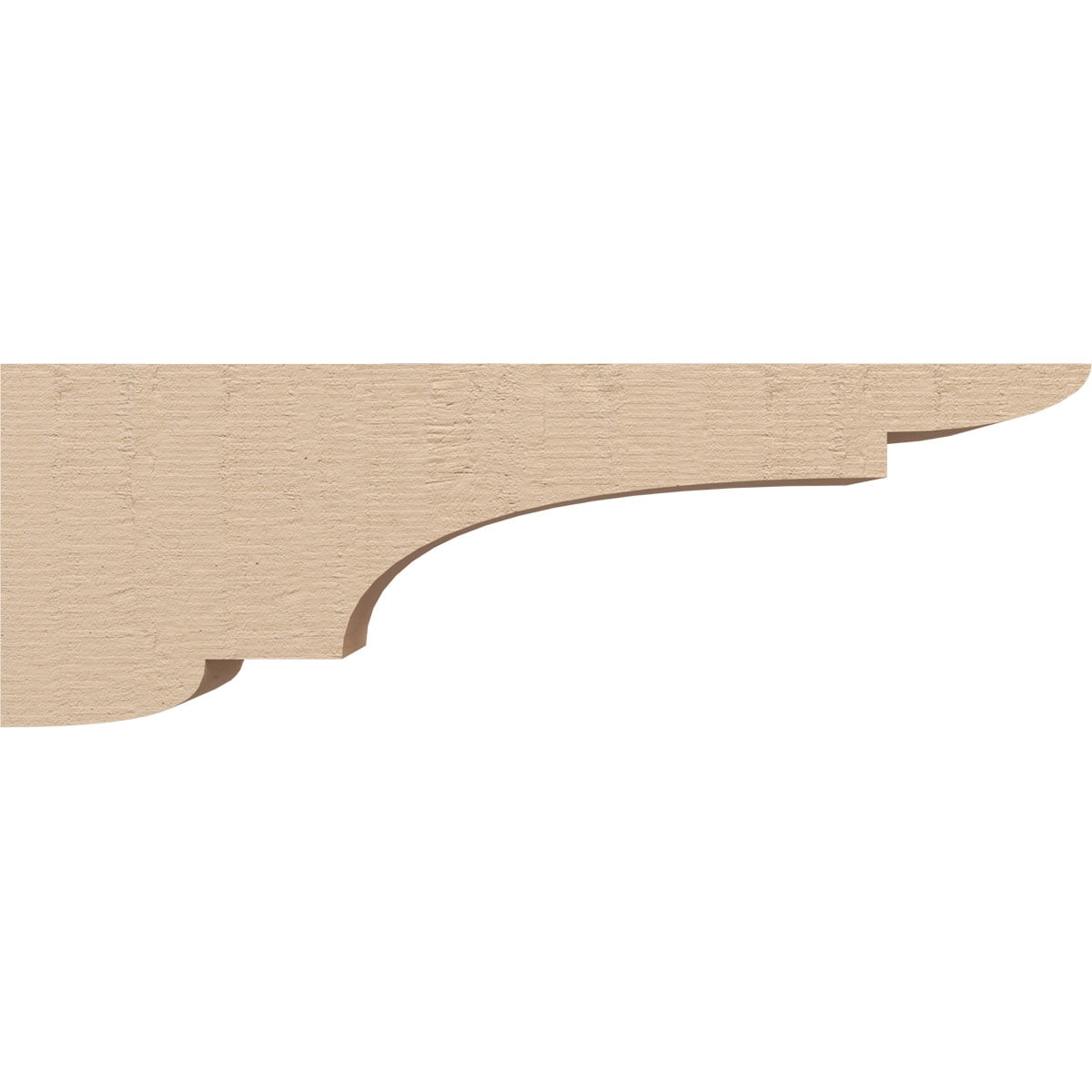 3"W x 18"D x 6"H Thin New Brighton Rough Cedar Woodgrain TimberThane Corbel, Primed Tan