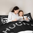 thumbnail image 5 of Erosebridal Ice Hockey Games Kids 7pcs Bedding Comforter Set,Cute Coquette Bow Queen Bedding Sets For Girls,Reversible black, 5 of 7