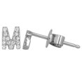 thumbnail image 2 of 18K Solid White Gold Natural Diamond Initial 'I' Letter Mix & Match SINGLE Stud Earring (Half Pair), 2 of 4