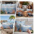 thumbnail image 5 of Orange Navy Blue Coral Outdoor Waterproof Pillow Covers, Summer Beach Coastal Ocean Blue Wood Decorative Square Throw Pillowcase Sofa Cushion Sham for Patio/Couch/Chair, 26"x26" 2 Pack, 5 of 8