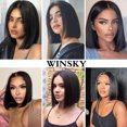 thumbnail image 7 of WINSKY Bob Wig Glueless Wigs 12”Heat Friendly Synthetic Lace Front Wig 150 Density Black Short Wigs for Black Women, 7 of 7