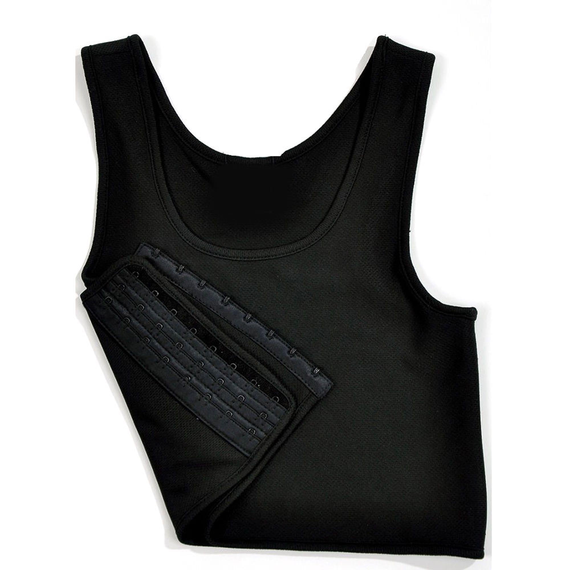 Lesbian Les FTM Crop Vest Tomboy Tank Top Breast Chest Binder Bandage Black  028