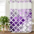 thumbnail image 3 of Purple Morocco No Hook Shower Curtain Waterproof,Bathroom Curtains with Snap in Liners and See Through Top Window,Rustic Country Smear Street Mottled Art Hotel Style Bathtub Curtains Shower 72"Wx84"L, 3 of 8