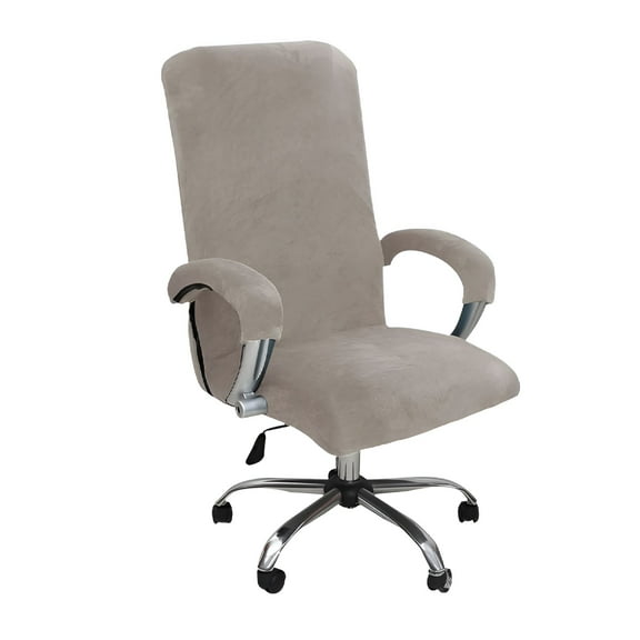 LAMIRO Velvet Office Chair Cover with Arm Covers Stretch Computer Desk Chair Covers Universal Boss Swivel Chair Covers Gaming Chair Covers,08,M