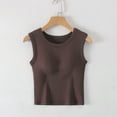 thumbnail image 2 of Lenpel Women's Tank Tops with Built in Bra Crew Neck Solid Color Slim Sleeveless T Shirts Soft Casual Camisole Tees, 2 of 5
