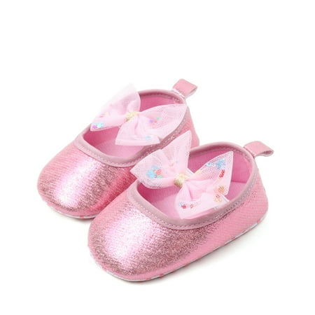 Mildsown Baby Girl Cute Flats Soft Soles Sequin Mesh Bows Mary Jane Shoes