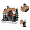 thumbnail image 4 of 2 piezas de figura de pueblo navideño iluminado, adorno de escritorio de resina, regalo de Navidad para estante, festival, sala de estar, fiesta, Marrón Gris, 4 of 8