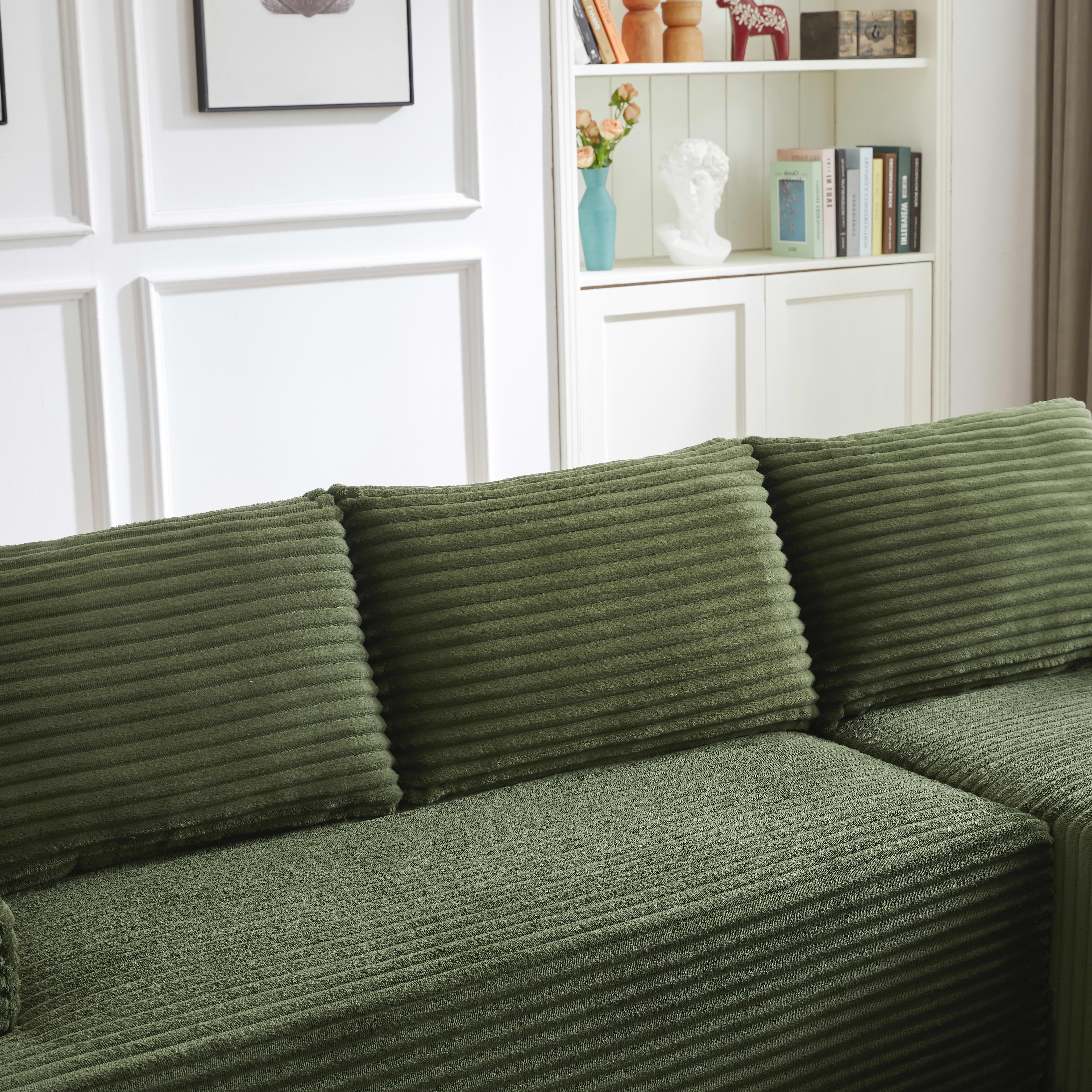 MAYEERTY L-Shaped Cloud Sectional Sofa, No Assembly Required Sleeper Couch for Bedroom & Apartment, 96×61" Green