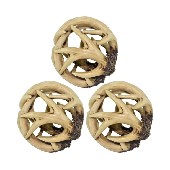 3 Decorative Balls Entwined Spherical Rattan Faux Deer Antler Ball Lodge Cabin