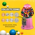 thumbnail image 5 of 15” Gumball Machine with Stand and Coin Bank - Bubble Gum Machine Candy Dispenser with Glass Globe and Metal Base - Vintage Style Gum Ball Vending Dispenser by Great Northern Popcorn (Pink), 5 of 12