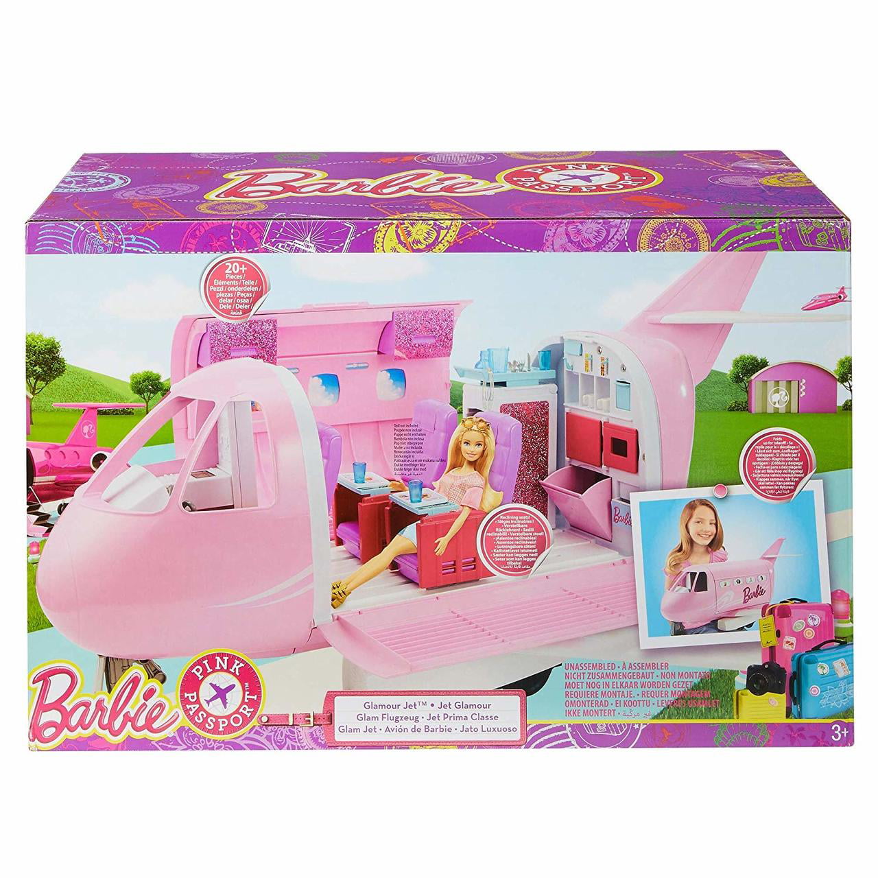 Barbie Pink Passport Glamour Vacation Jet Airplane Mattel 2017 