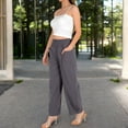thumbnail image 7 of Women's Wide-Leg Elastic Waist Pants with Side Pockets - Small, Gray, 7 of 7