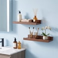 thumbnail image 6 of Miwamany Wall Mounted Display Shelf, Decorative Storage Rack, 12 Inch Wooden Floating Shelves for Living Room Bedroom, No Nail Glue Installation, 6 of 6