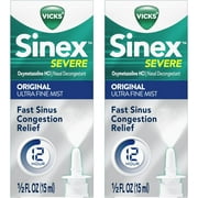 Vicks Sinex SEVERE Nasal Spray, Original Ultra Fine Mist, Decongestant Medicine, Relief from Stuffy Nose due to Cold or Allergy, & Nasal Congestion, Sinus Pressure Relief, 265 Sprays x 2