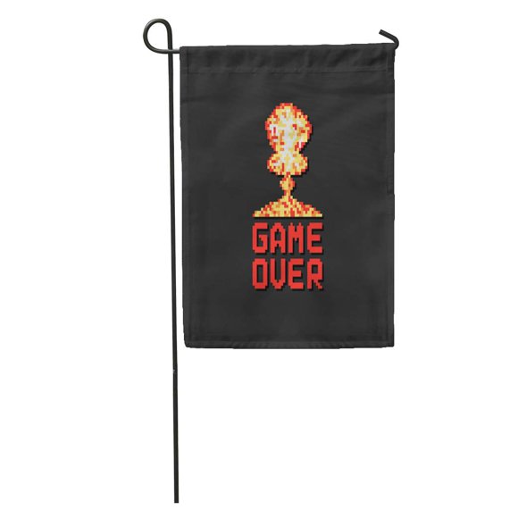 POGLIP Game Over Pixel Explosion of Level Final in Virtual Gaming Garden Flag Decorative Flag House Banner 28x40 inch