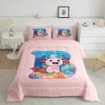 thumbnail image 2 of Manfei Initial Letter B Full Size Comforter Sets,Cute Axolotl Salamander Bedding Comforter Set,Pink Ocean Animal Bedding Sets For Girl,Breathable Bedroom Decoration Reversible,3-Piece, 2 of 8