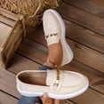 thumbnail image 4 of Womens Platform Loafers Comfortable Slip On Faux Suede Gold Buckle Cushioned Casual Shoes Wide Width Available Business Casual Beige 5.5-9.5,Size 9, 4 of 8