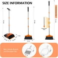 thumbnail image 3 of XXXFLOWER Broom and Dustpan Set with Long Handle, Light Weight Stainless Steel Poles Stand Upright Dustpans with Broom Combo for Home Kitchen Office Pet Dog Hair, Black & Orange Color, 1-Pack, 3 of 18