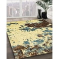 thumbnail image 2 of Ahgly Company Indoor Round Abstract Mustard Yellow Abstract Area Rugs, 6' Round, 2 of 6