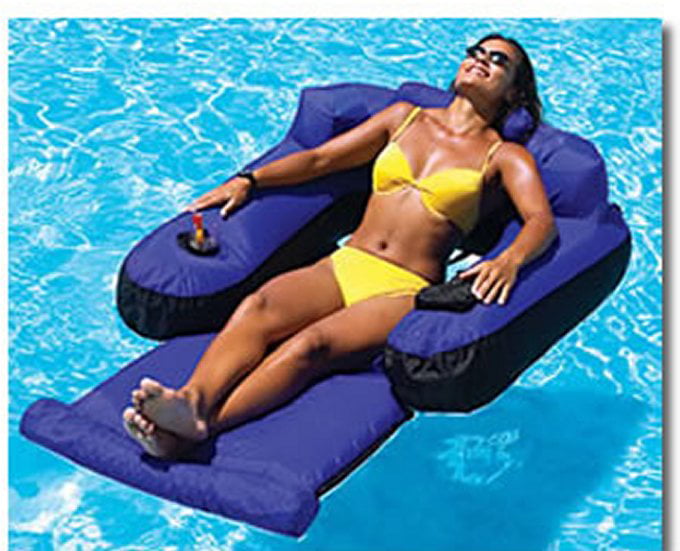 Floating Chair Pool Lounger With Cup Holder And Adjustable Back Rest 32" H2O Go 