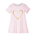 thumbnail image 3 of OGLCCG Little Girls Nightgown Cute Heart Print Soft Crewneck Short Sleeve Sleepwear Loose Fit Tie Dye Lightweight Nightdress 3-12 Years, 3 of 3