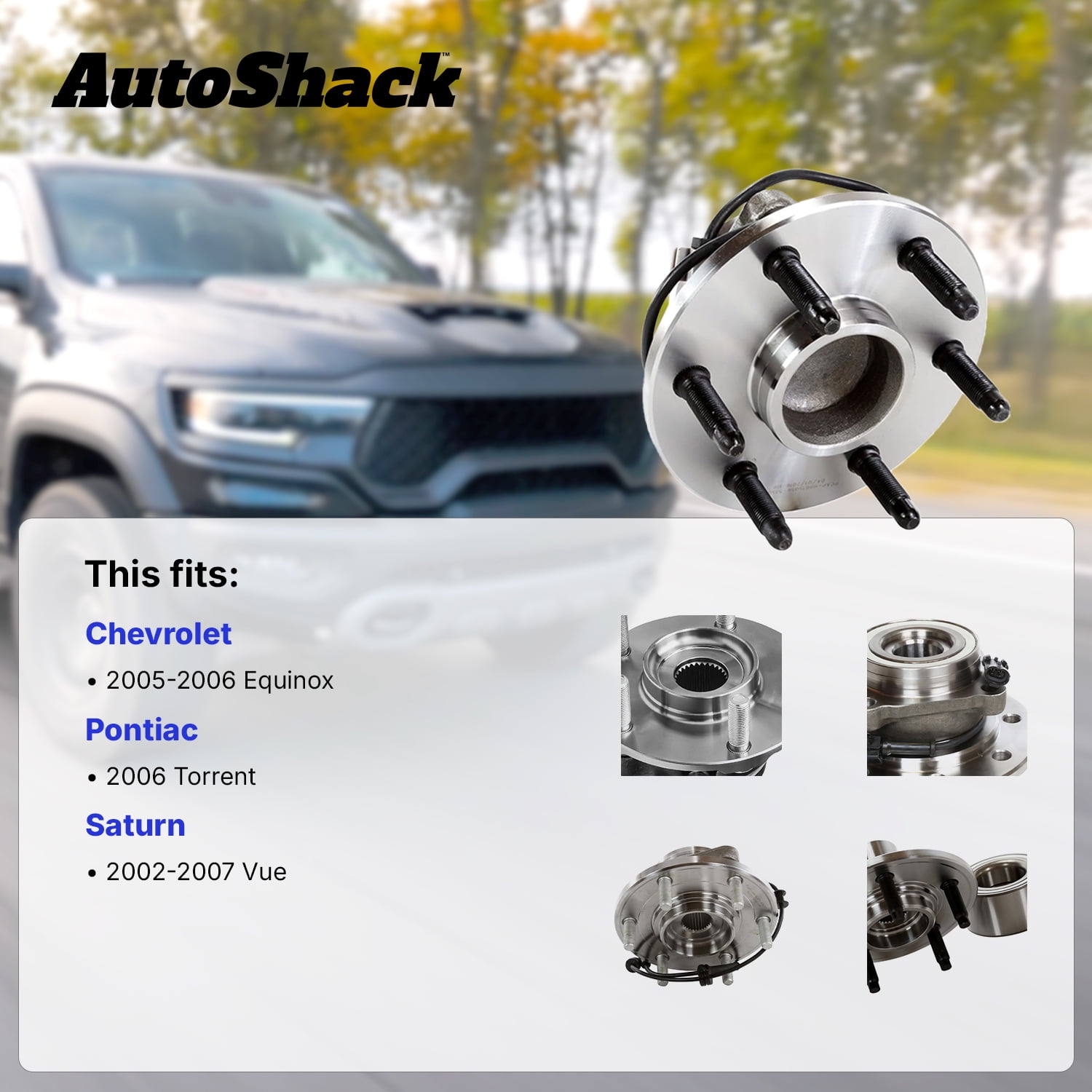 AutoShack Rear Wheel Hub Bearing Assemblies - Driver and Passenger Side for Saturn & Chevrolet, Vue 2002-2007 Equinox 2005-2006, AWD FWD L4 2.2L 2.4L V6 3.0L 3.4L 3.5L - 5-Lug, With ABS