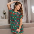 thumbnail image 3 of Fotbe red and green bow tie Pattern Women's Cotton Nightgown Sleepwear Short Sleeves Shirt Casual Print Sleepdress, 3 of 6