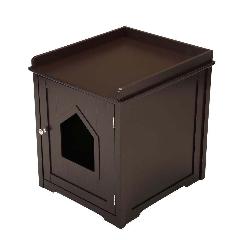 Cat Litter Box Enclosure, Wooden Cat Washroom with Vent Holes, Cat House Nightstand Side Table