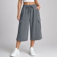 thumbnail image 4 of Eagokdc Lightweight Capri Pants for Women Loose Cotton Casual Sports Summer Wide Leg Capris With Pocket Size S-5XL, 4 of 8