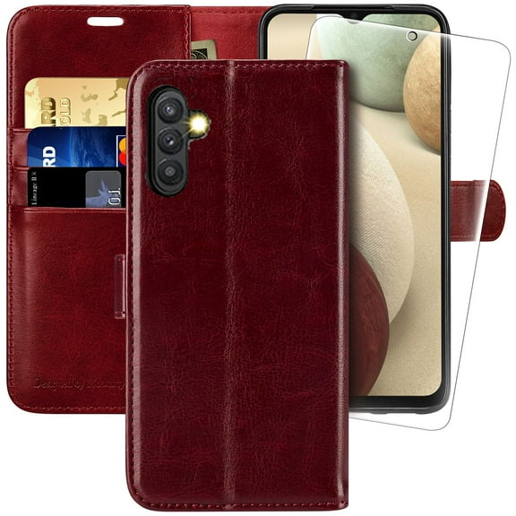 MONASAY Wallet Case Compatible for Galaxy A14 5G, [Included Glass Screen Protector][RFID Blocking]Flip Folio Leather Cell Phone Cover with Credit Card Holder