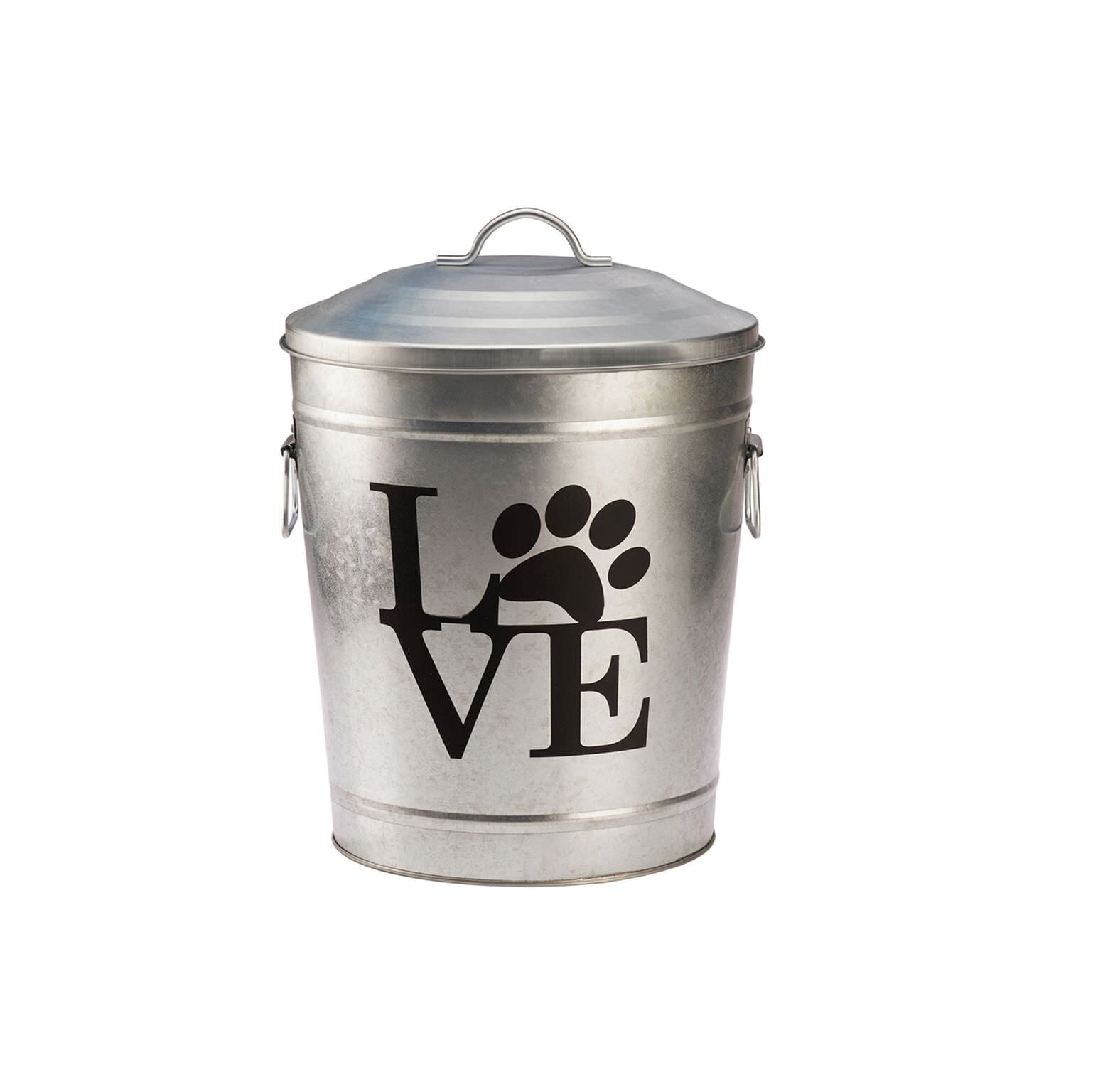 Pooch Pantry Love Galvanized Metal Pet Food Storage Bin