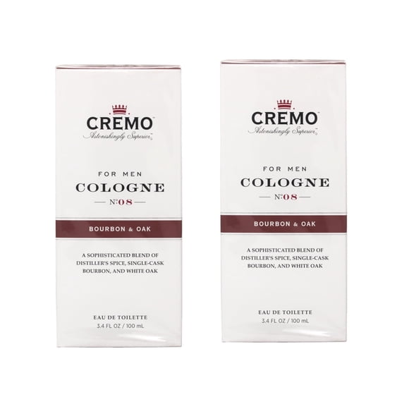 Cologne Cremo No. 8 Bourbon & Oak para hombre, 100 ml (paquete de 2)